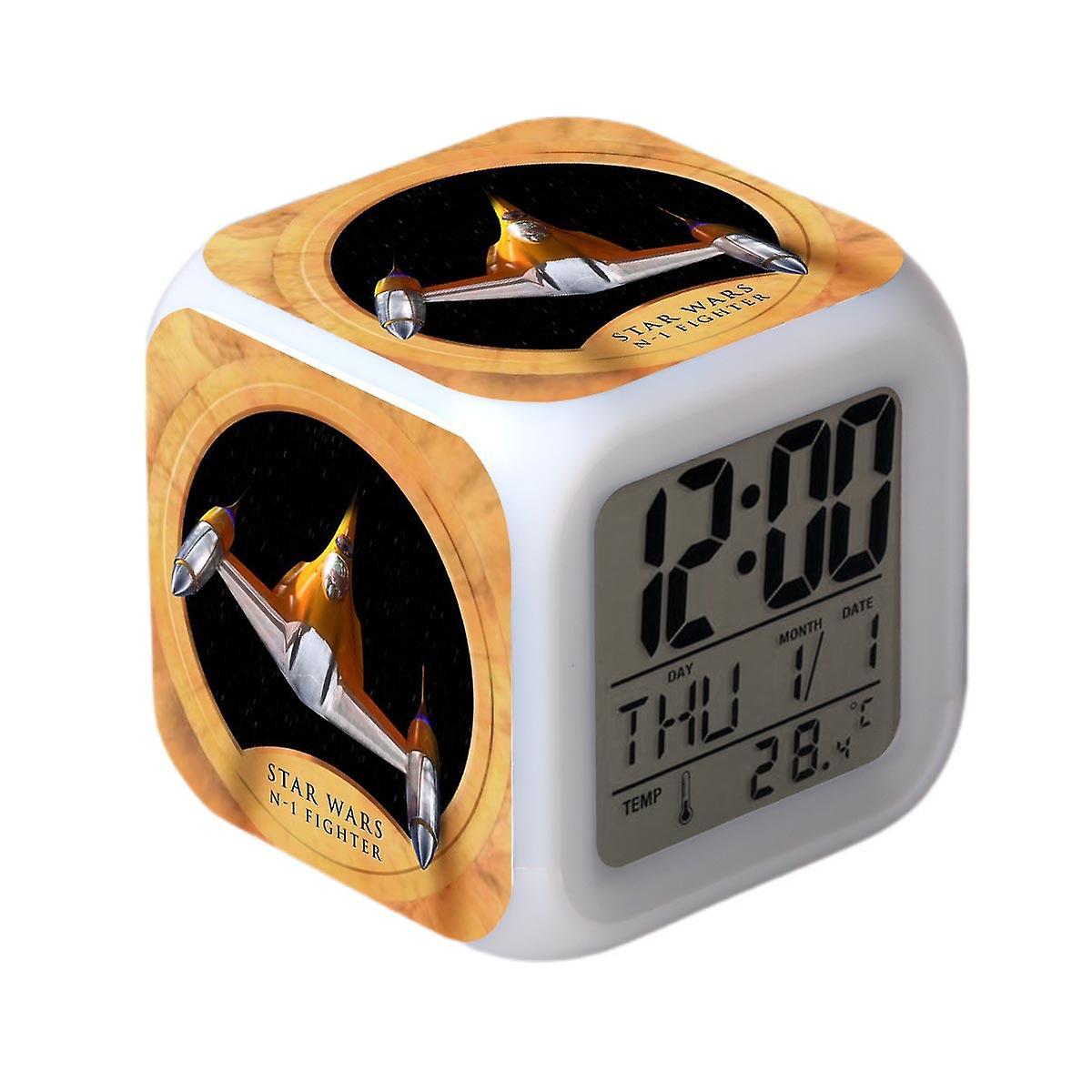 SQCLV Star Wars Alarm Clock Movie The Force Awakens LED Alarm Clock Square Clock Digital Alarm Clock with Time, Temperature, Alarm, Date