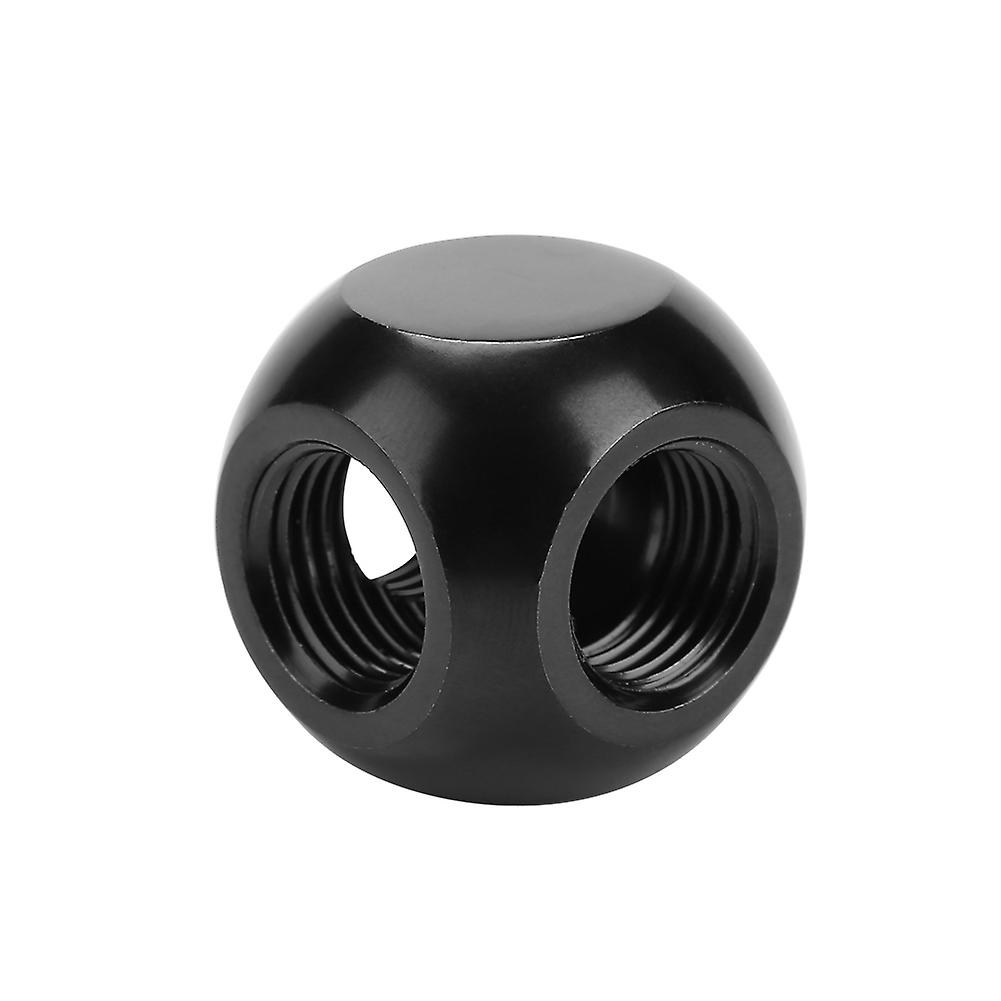 Computer Water Cooling Fitting Spherical Connector G1/4 Threaded 3 Way Brass Adapter (Black)