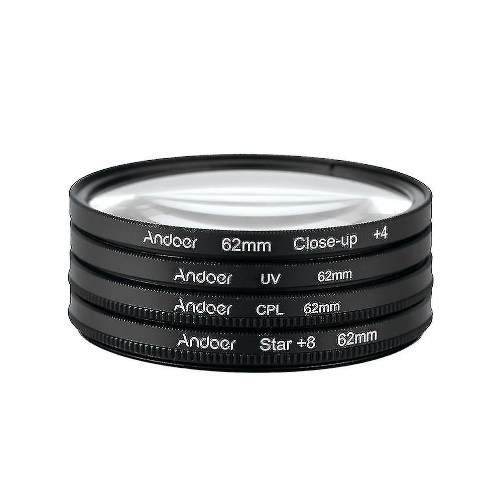 Andoer 62mm UV+CPL+Close-Up+4 +Star 8-Point Filter Circular Filter Kit Circular Polarizer Filter