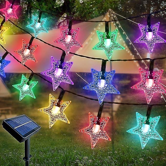 100 LED Solar Garland Lights, 12M 8 Mode LED Star Solar Lighting, Waterproof Outdoor Solar Garland F