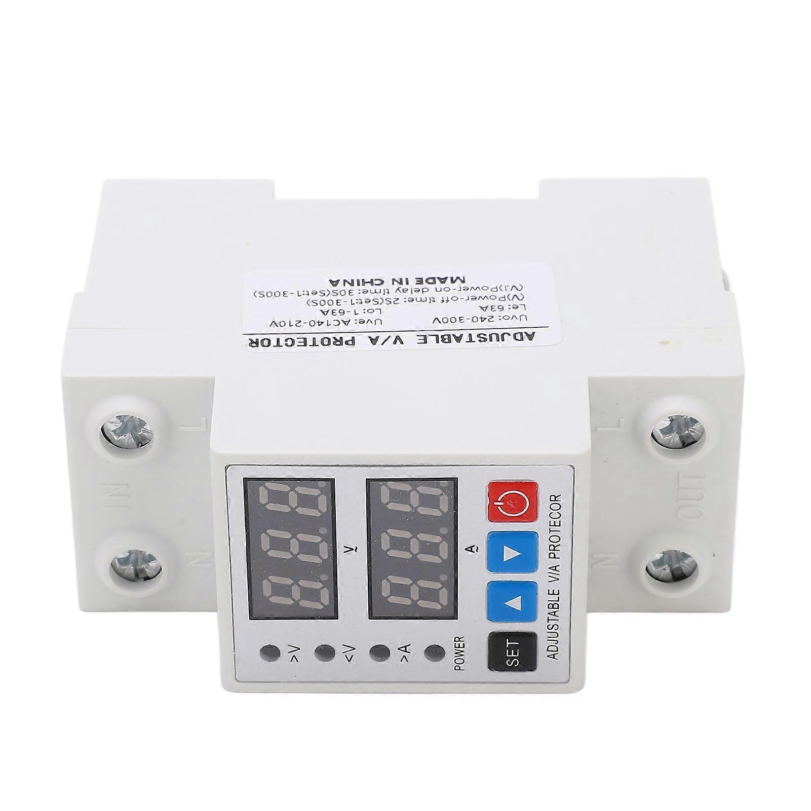 Over Under Voltage Protective Device DIN Rail Adjustable Dual Display Digital Voltage Relay 240‑300V 