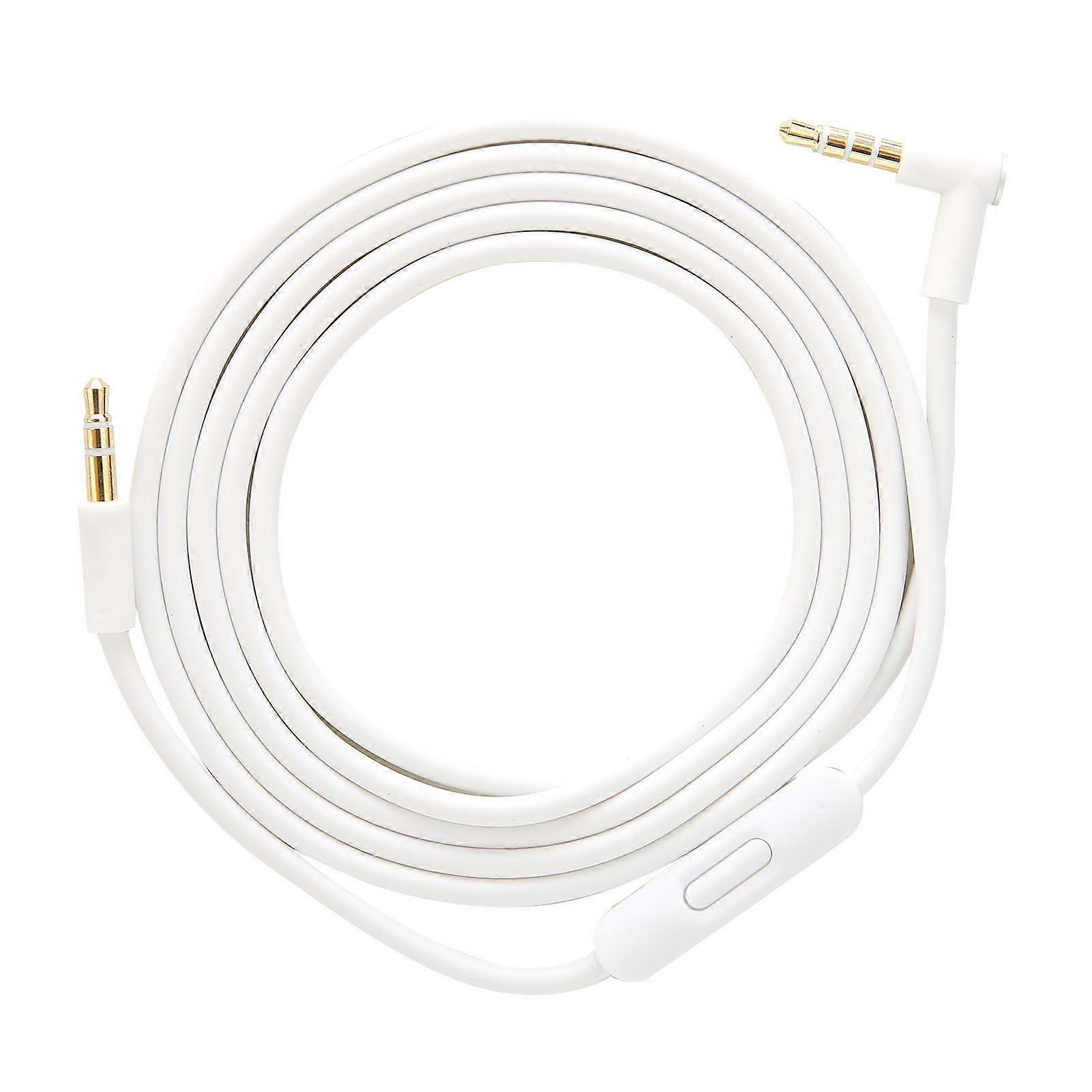 Replacement Audio Cable With Inline Microphone And Track Control Portable Audio Cable For Headphoneswhite