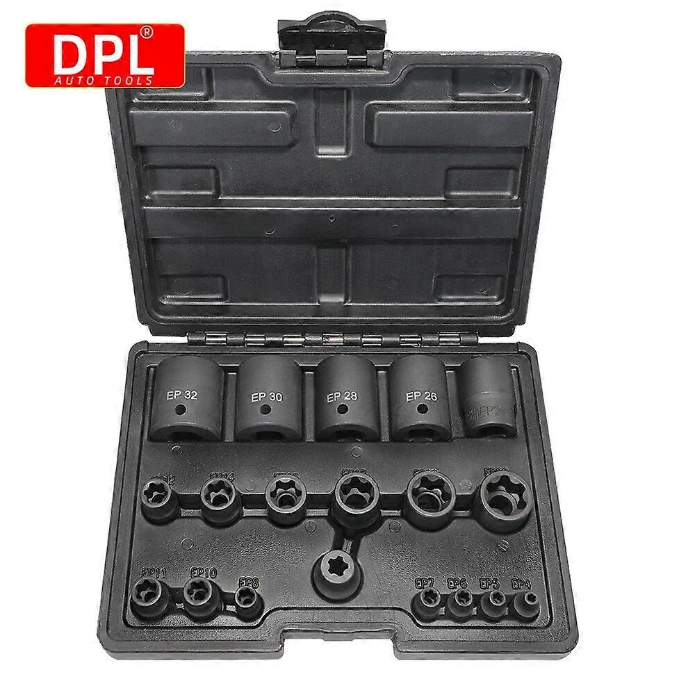External Torx Plus Socket Set 6 Point EP Socket EP4, EP5...EP11, EP12...EP32 with 1/2'' 3/8'' 1/4'' Dr E~Torx Plus Socket 19pc No.33138