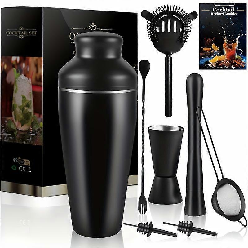 8-Piece Matte Black Bartender Kit - Professional Cocktail Shaker Set with 600ml Parisian Shaker, Muddler, Jigger & More - Perfect for Home Bar, Includ
