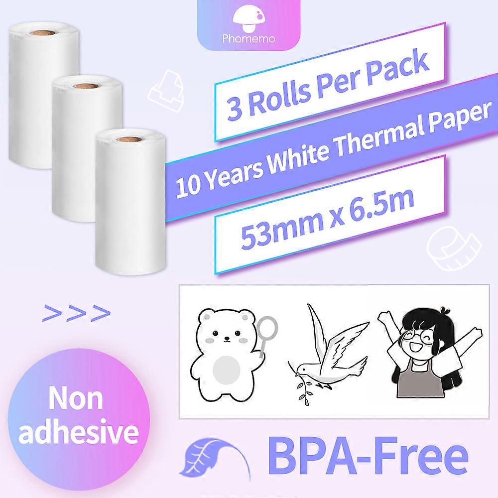 M02 Stickers Paper Self-adhesive Thermal Labels 3 Rolls/box For M02/m02s/m02pro/m03 Portable Label Printer Keep 20 Years Phomemo