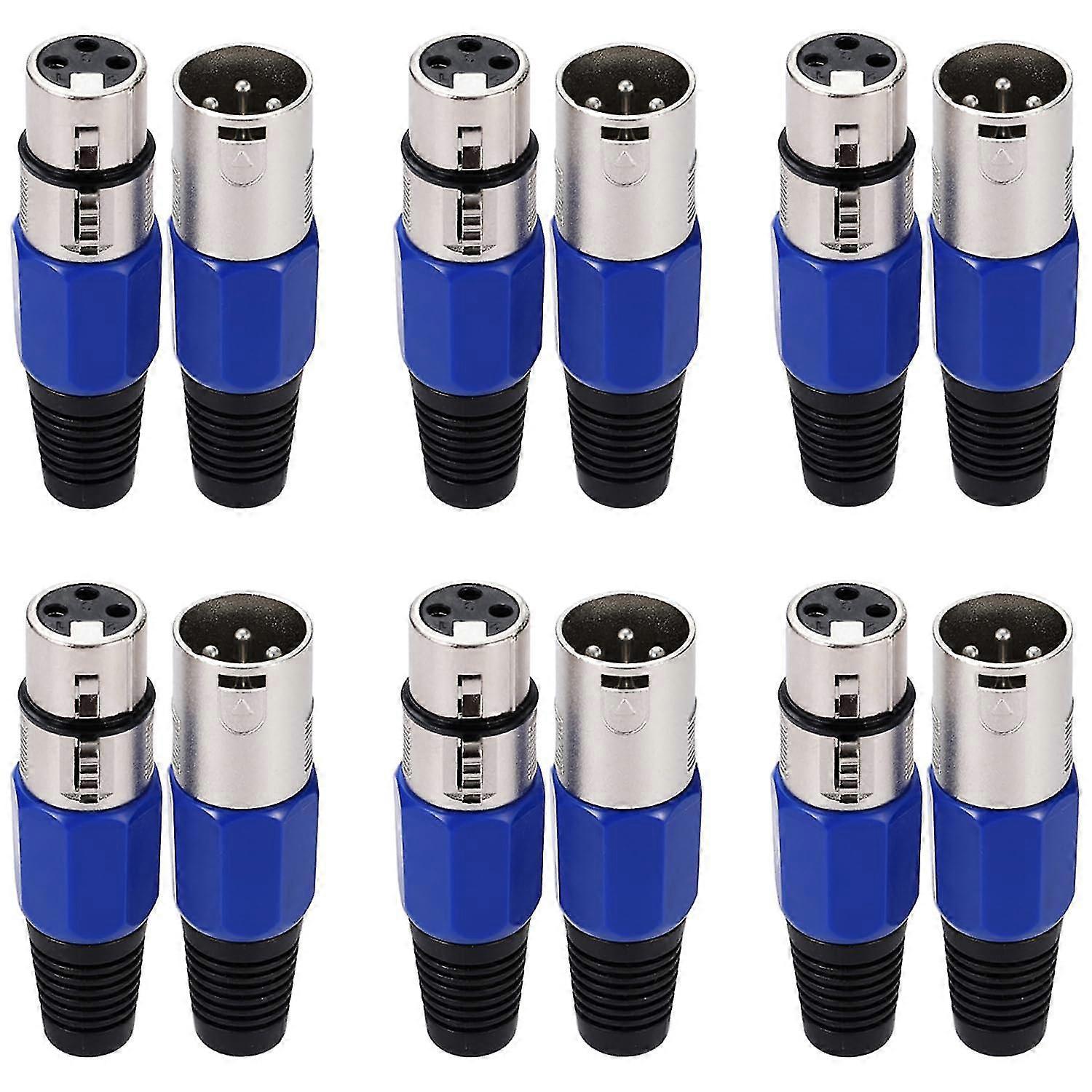 12 Pieces 3-pin Xlr Connectors, Xlr Male/female Connectors, Xlr Plugs And Sockets For Dmx Signal Wire Or Audio Microphone