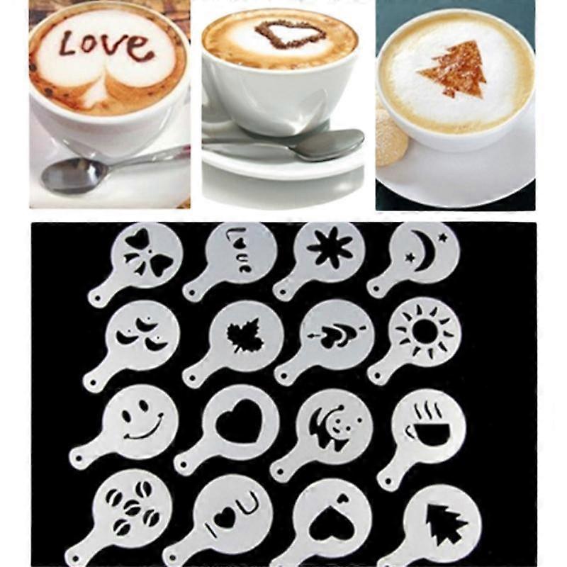 Coffee Cocoa Tool Cappuccino 16pcs Printing Stencil