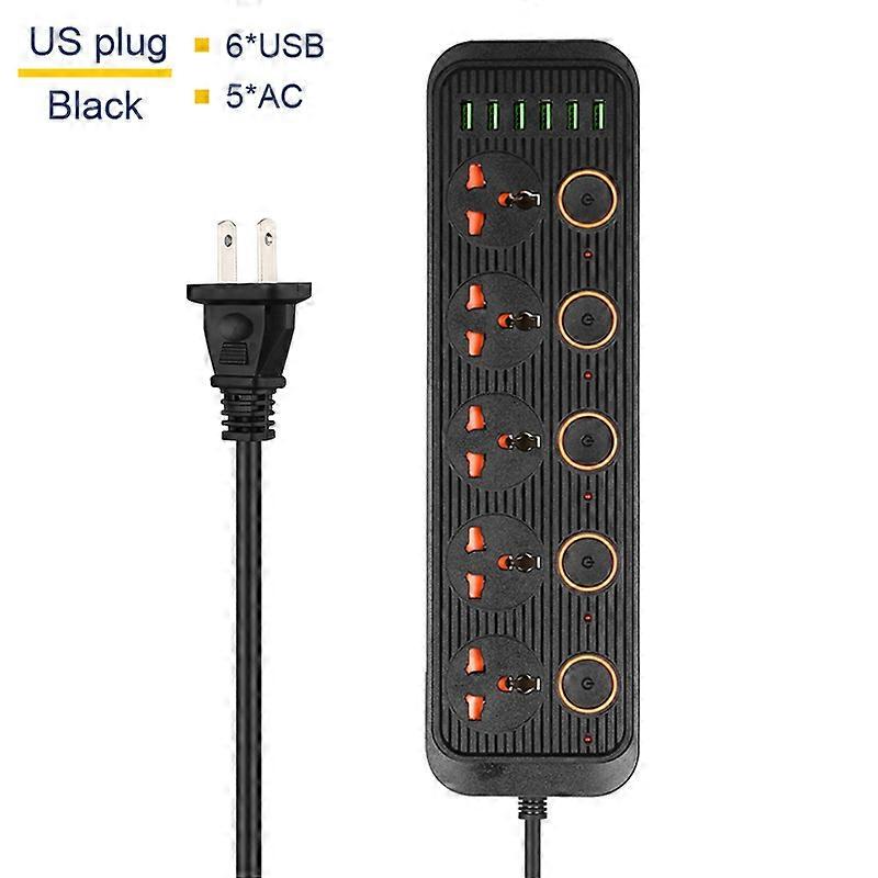 Smart Grid Filter Power Strip, Power Strip with Extension Cord, USB Port, AC Separate Control Socket, EU US UK Universal Plug