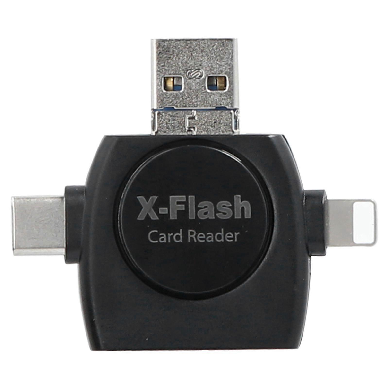 XT60 Mobiele Telefoonkaartlezer 4 In 1 OTG-Opslaguitbreiding voor Android Typec IOS Zwart