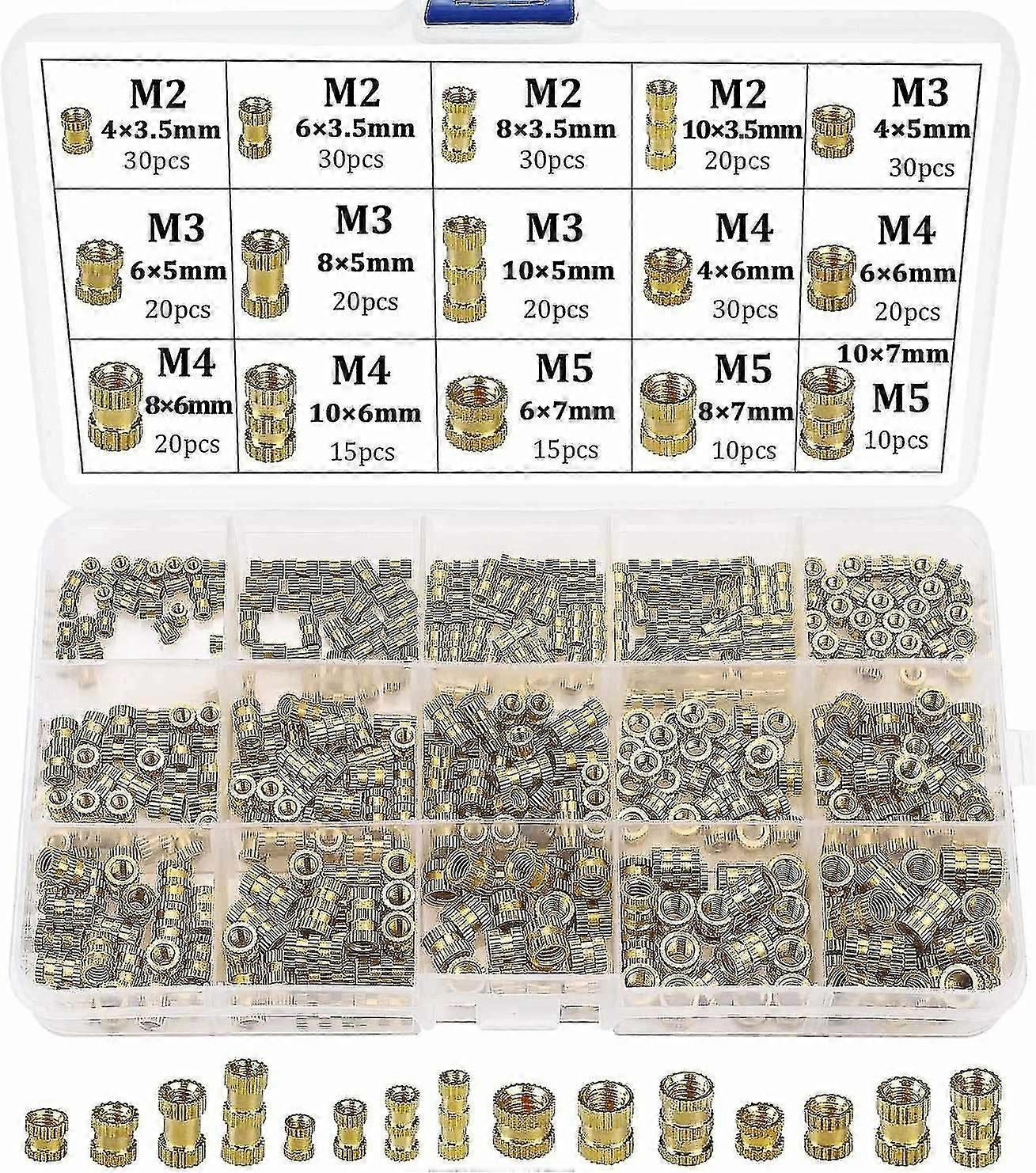 Threaded Insert Female Thread M2 M3 M4 M5 Brass Threaded Sockets for 3d Printing 330pcs