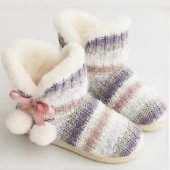 Slippers Women Plush Lined Slippers Solid Sole Non-slip