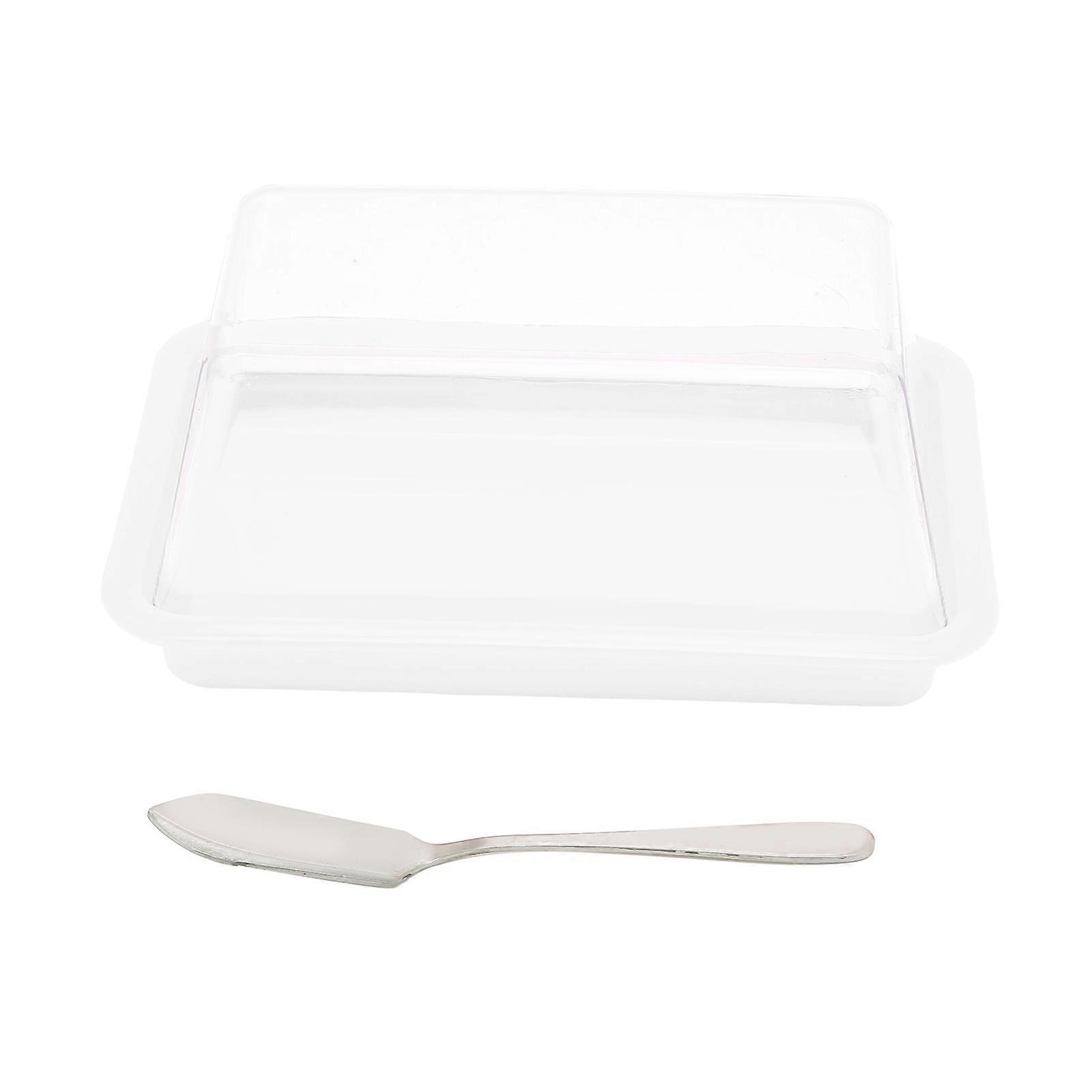 Quadrate Plastic Butter Storage Box Butter Cutter Cheese Container with Transparent Lid