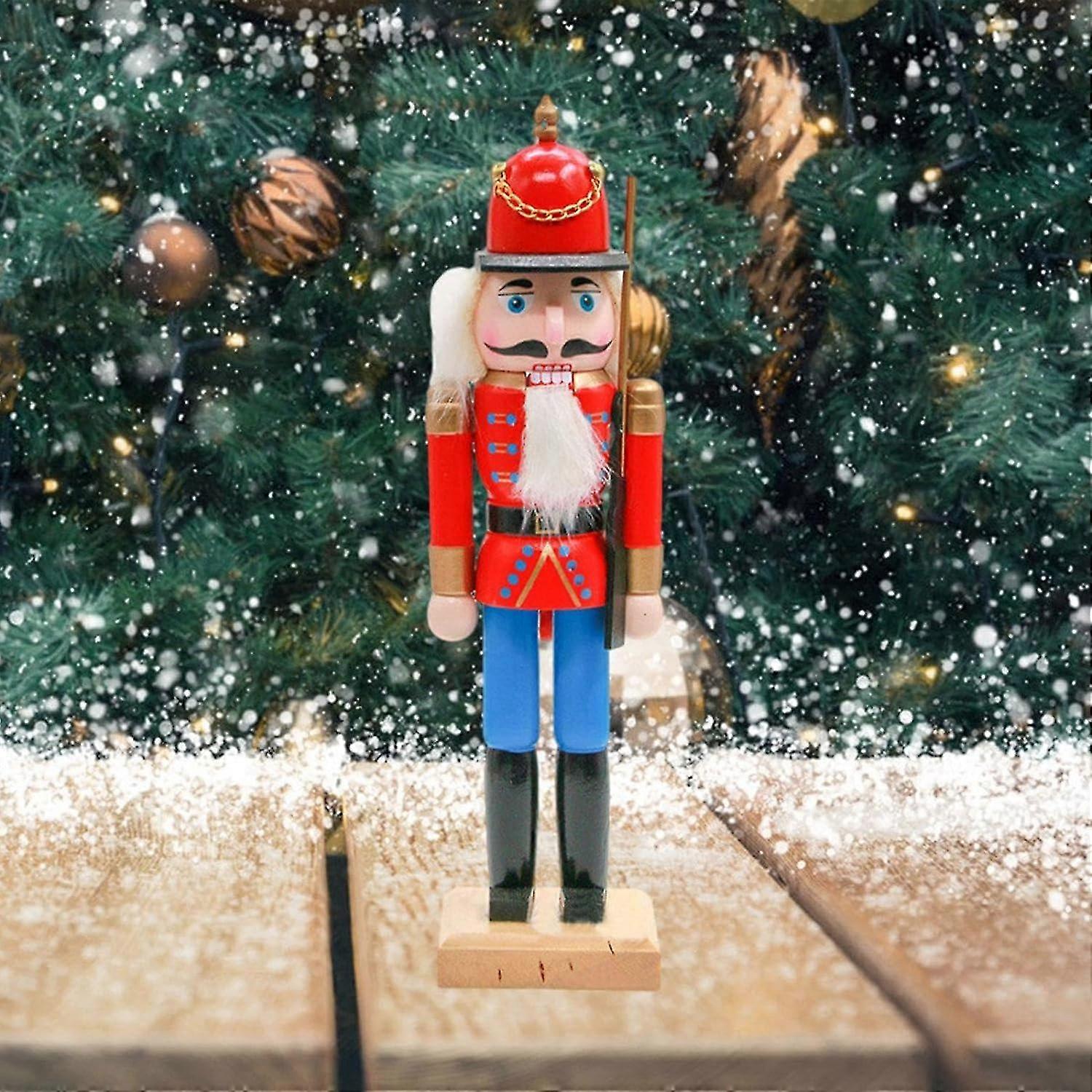 Desktop Red Nutcracker Ornaments for Christmas Decorations and Fireplace Crafts