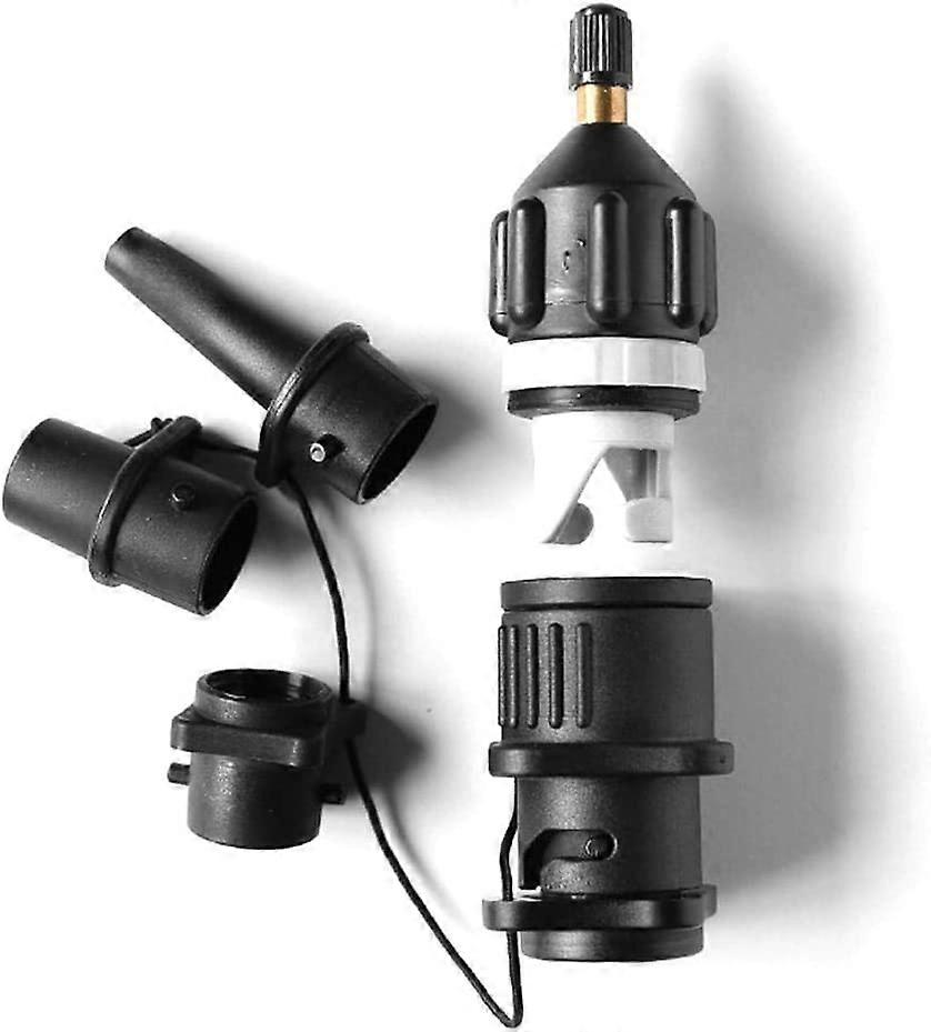 Inflatable Sup Adapter For Schrader Valves 1Pc Sup Surf Paddle Valve Adapter And 4Pcs Gas Nozzle For Inflatable Boats (Black)