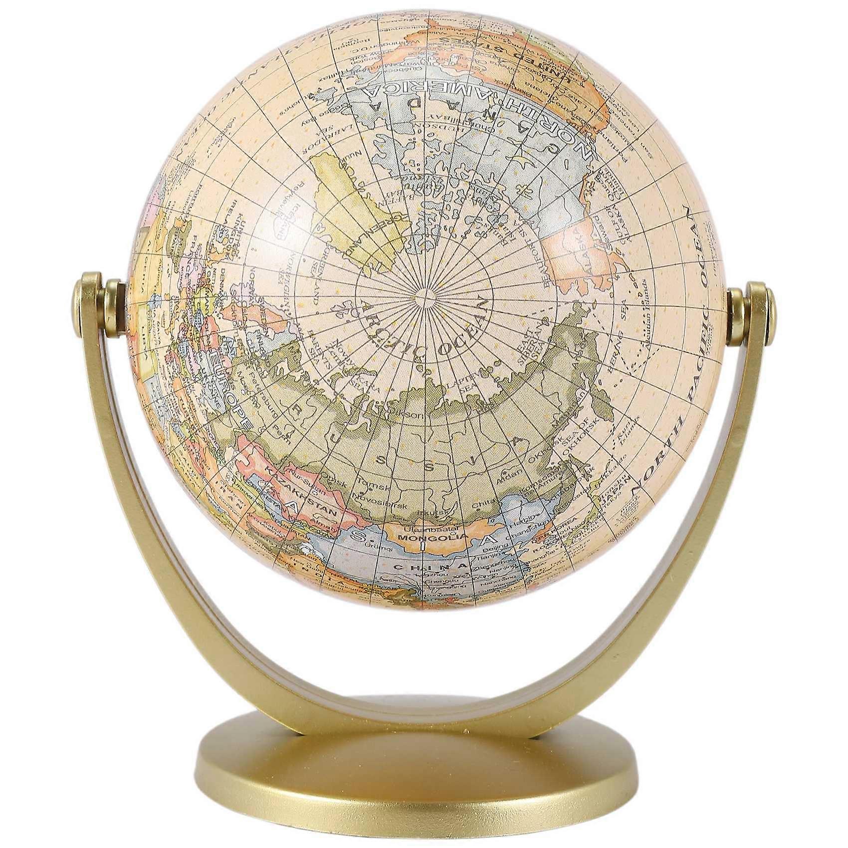 Retro Rotating World Globe Earth Antique Home Office Desktop Decor Geography Educational Learning Map School Supplies