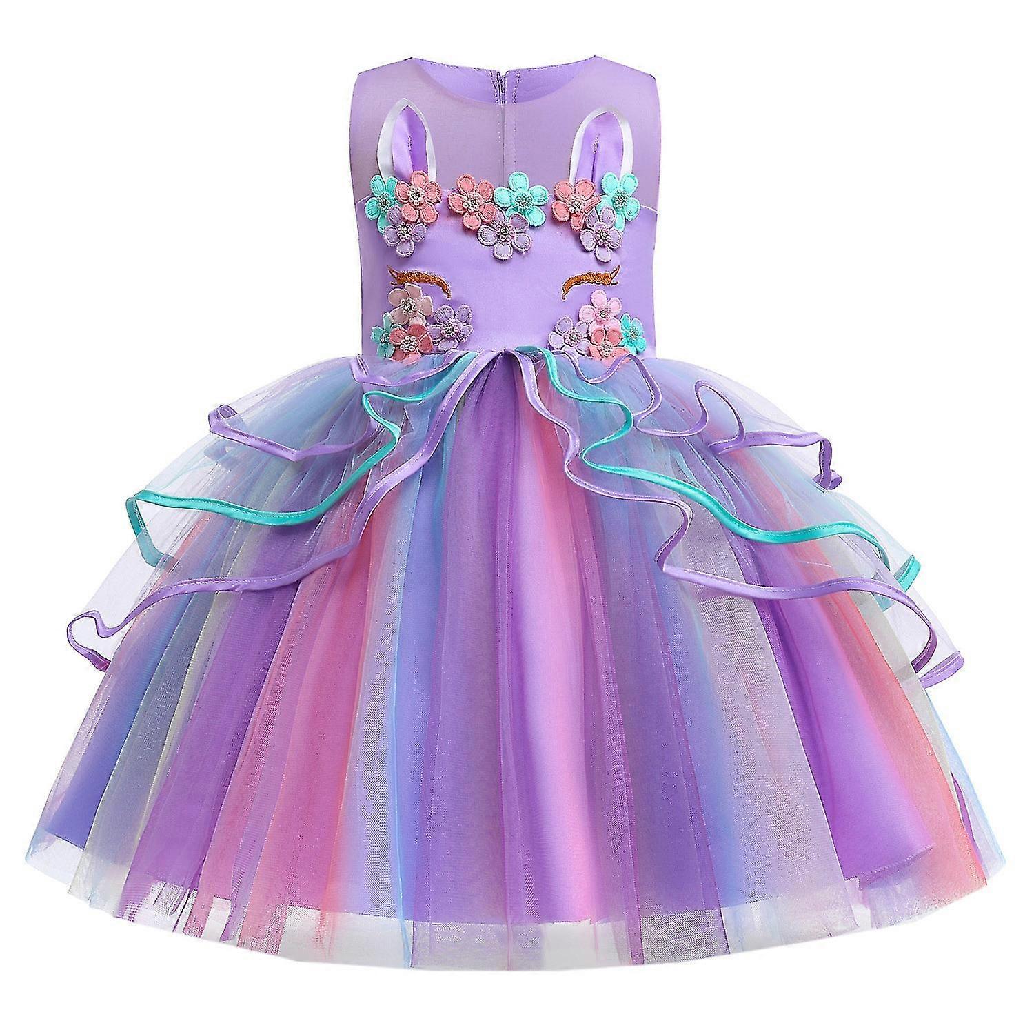 Keluosi Flower Girl Dress Sleeveless Rainbow Tulle Wedding Evening Kids ...