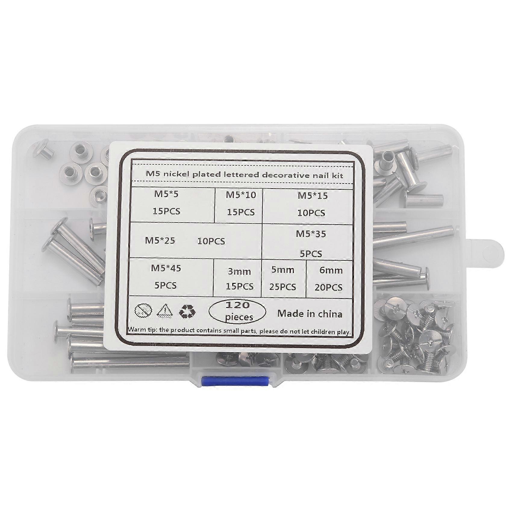 Chicago Screw Binding Screws Posts Assortment Kit for DIY Leather Bookbinding Crafts(120Pcs,)