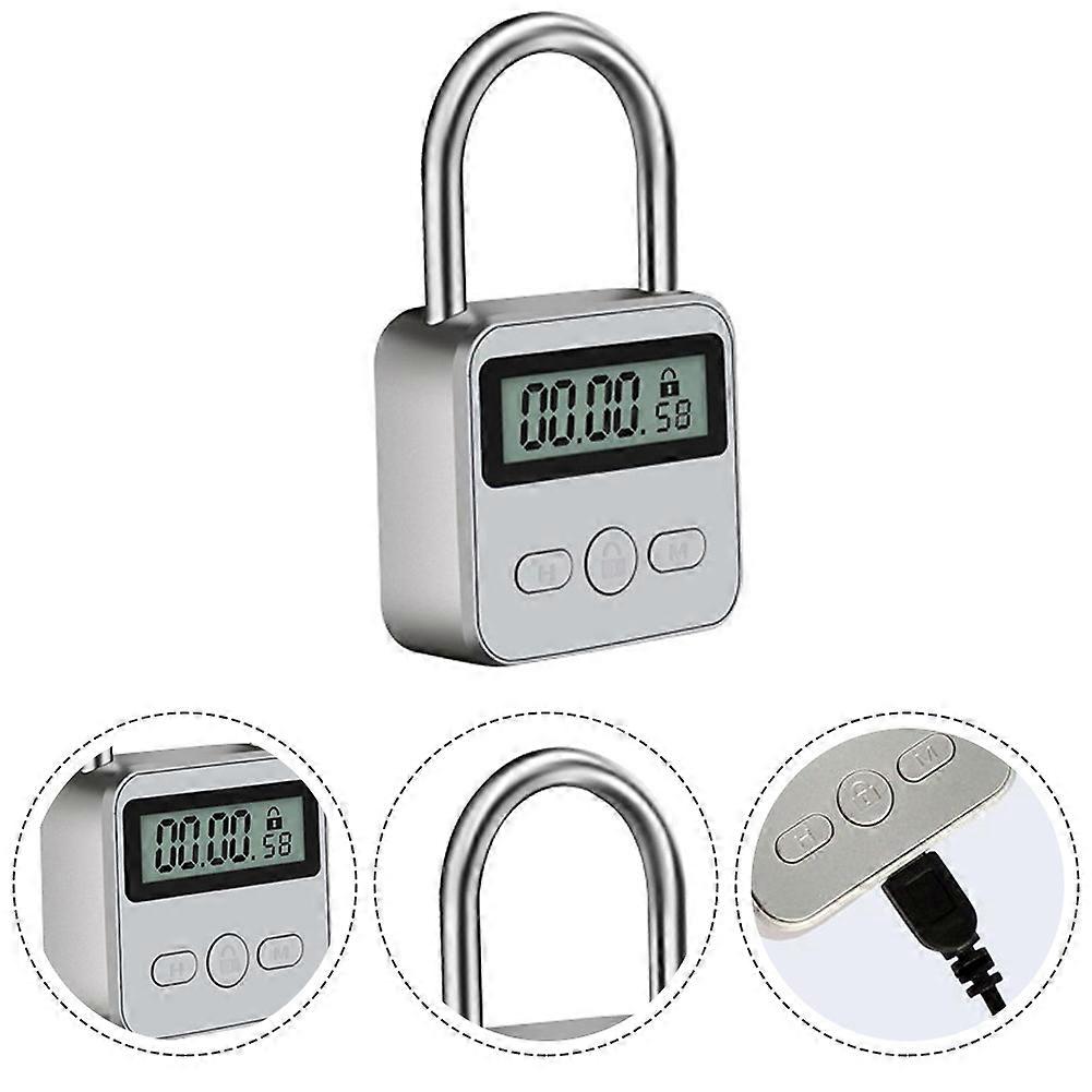 Timing Padlock Metal Timer Lock Time Lock USB Rechargeable Wer-resistance 99 Hours Max Digital Electronic Durable