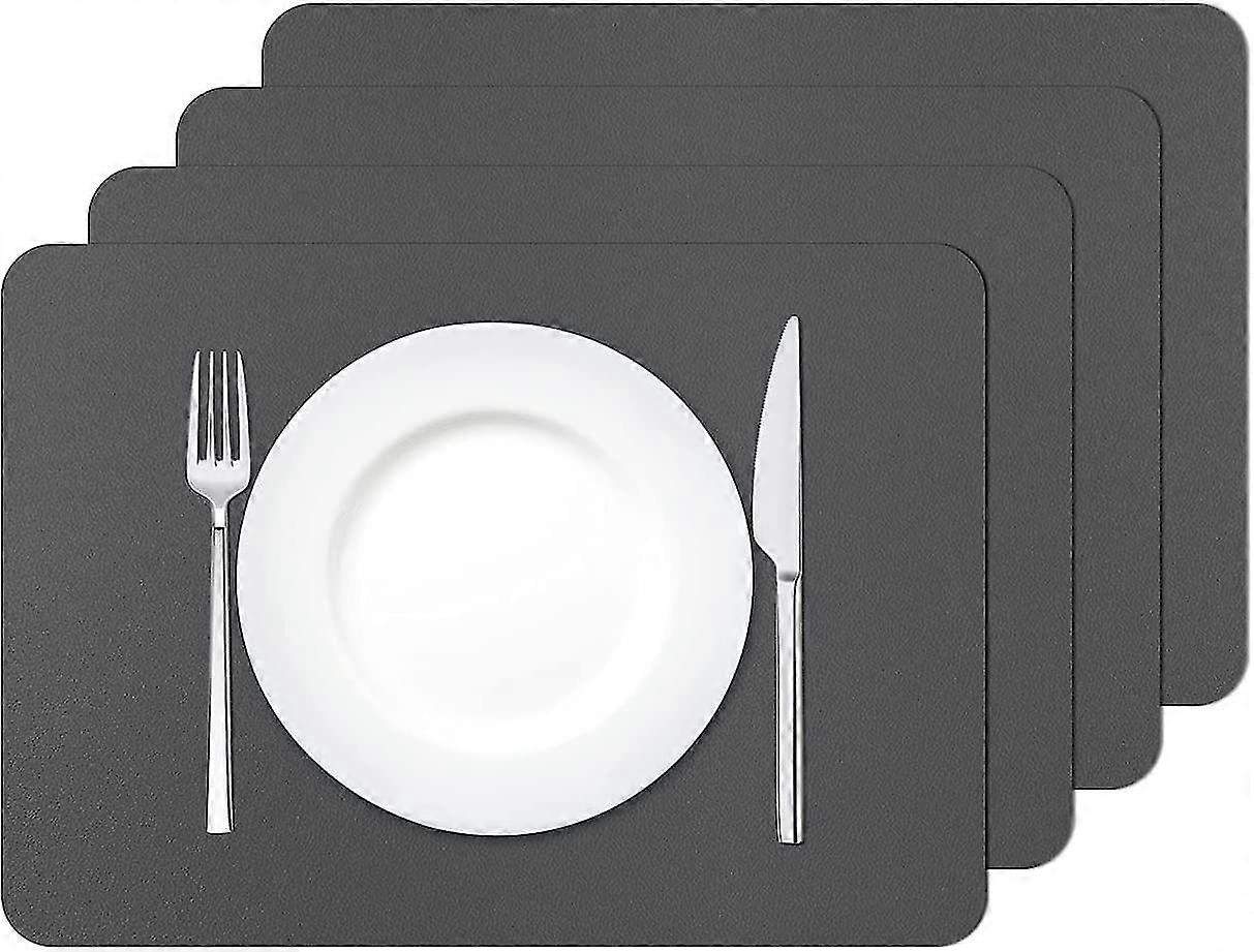 Placemats, Set Of 4 Washable Waterproof Placemats Rectangular Pvc Heat Resistant Placemats, 4230cm(dark Grey)