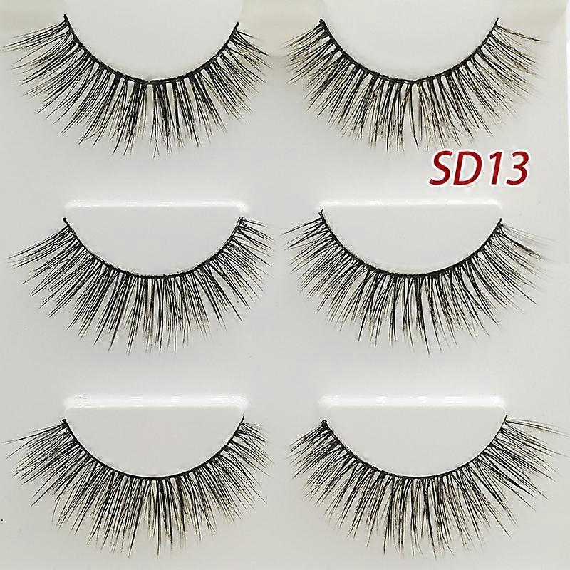 3 Pairs False Eyelashes 3D Soft Faux Lashes Synthetic Fiber Material Reusable Natural Wispy Long Eye