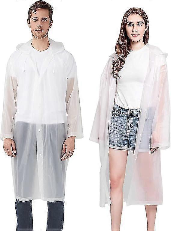 2 Pcs Rain Ponchos For Adults Reusable, Raincoats Emergency For Women Men With Hood And Drawstring