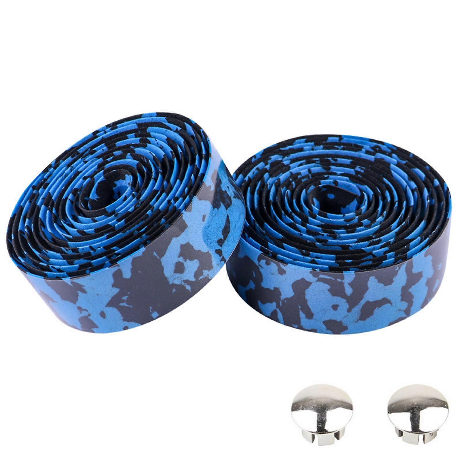 1 Pair Bike Bicycle Handlebar Tape with Plugs Elastic Rubber Foam Anti-Slip Cycling Handle Bar Wrap for Most of Bike New