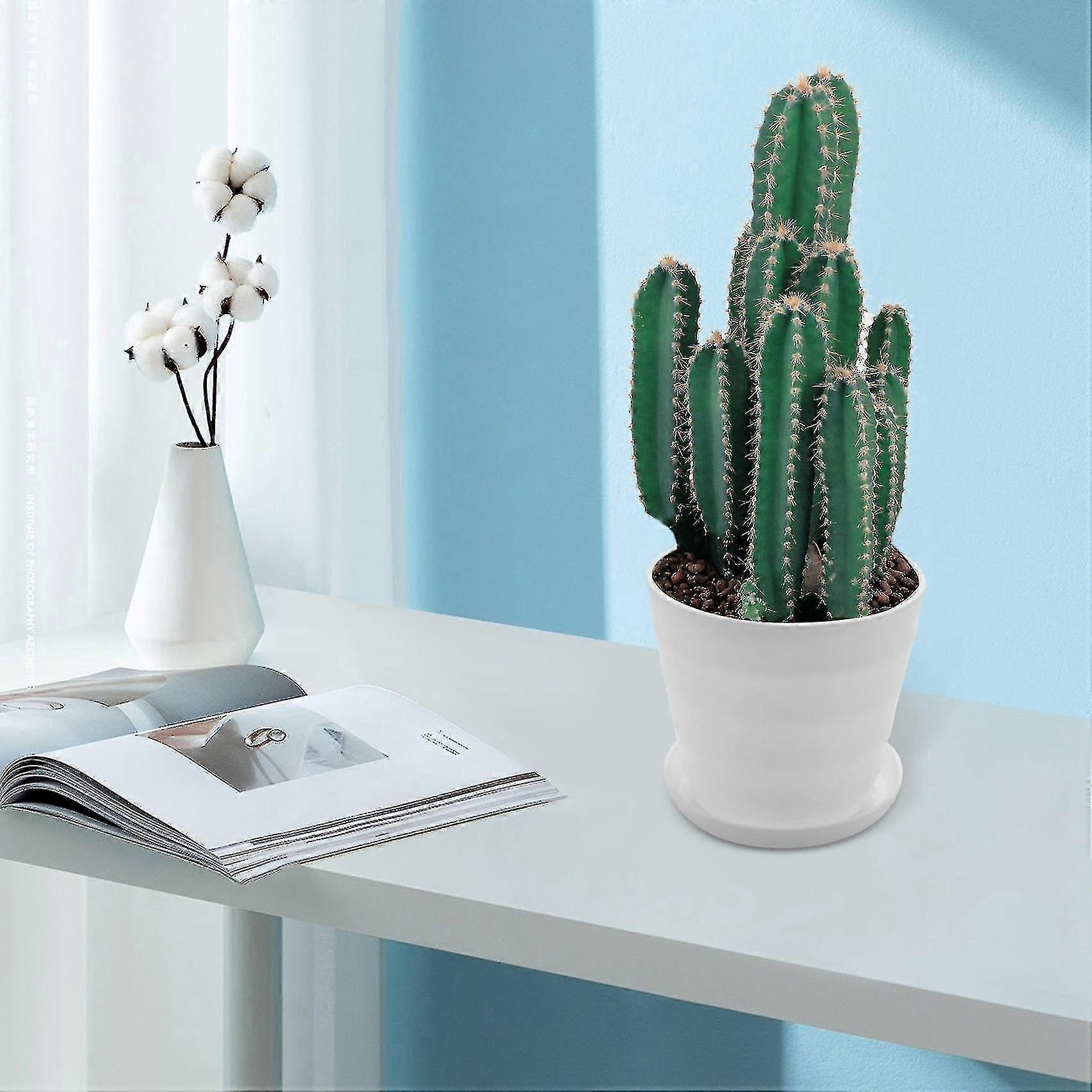 Plastic Round Flower Plant Pot Planter Holder White