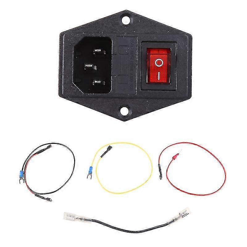 10a 250v Power Socket With Red Triple 3 Pin Electrical Tool For 3d Printer