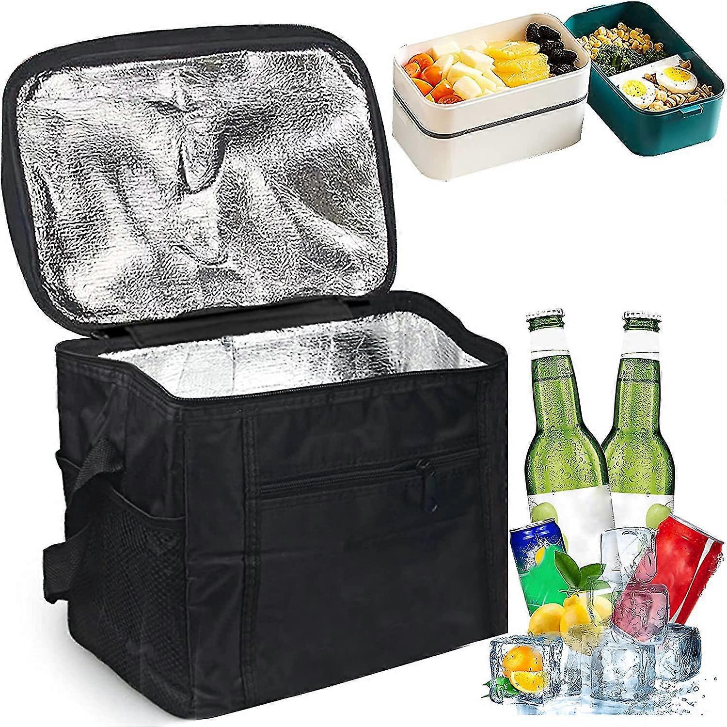 Sunshine Smile Cooler Bag, Picnic Bag, Lunch Bag, Lunch Bag, Tote Bag, Lightweight Insulated Waterproof Foldable Lunch Bag (black)