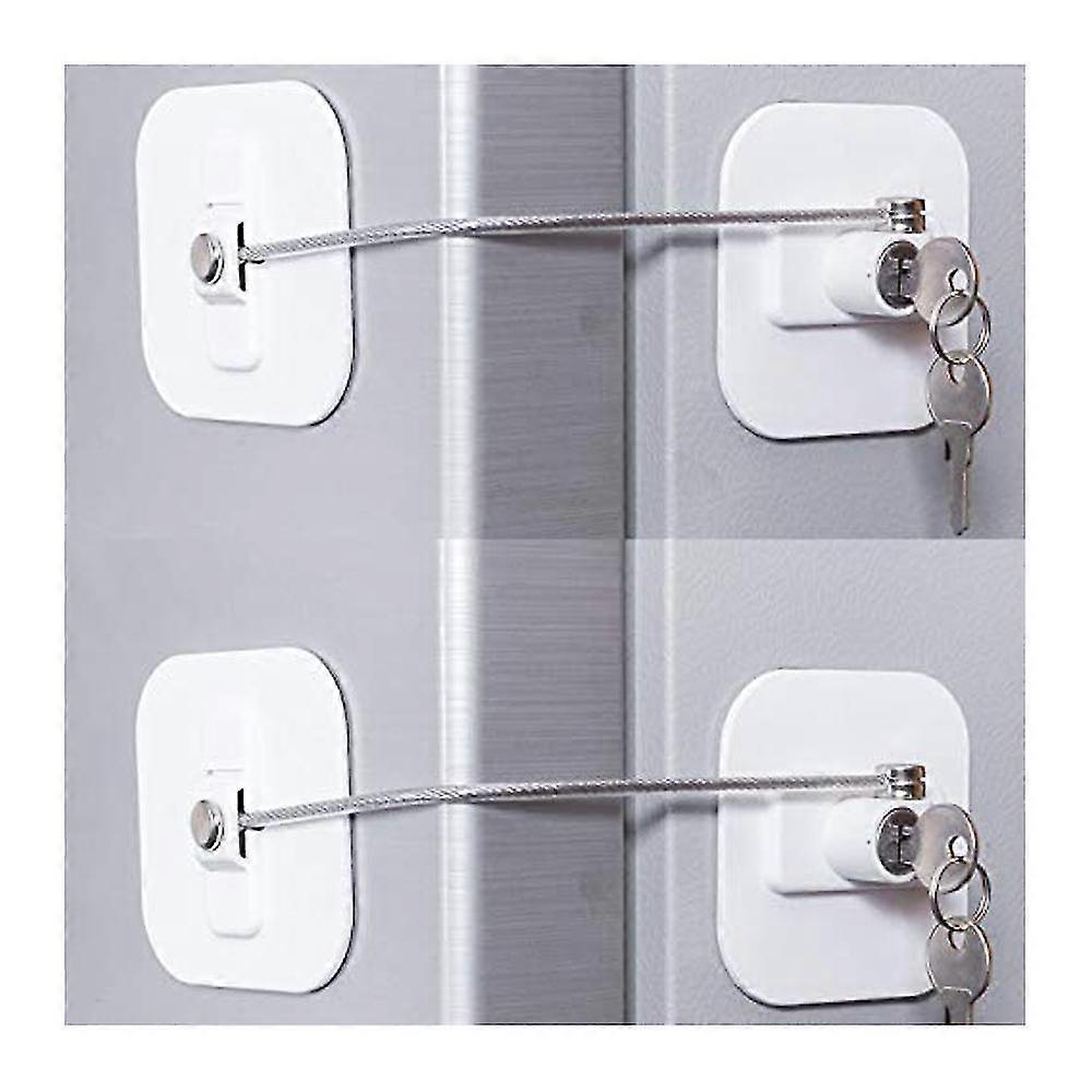 Refrigerator Lock, Mini Fridge Lock With Key For Adults, Lock For A Fridge, Cabinet Door(white 2pack