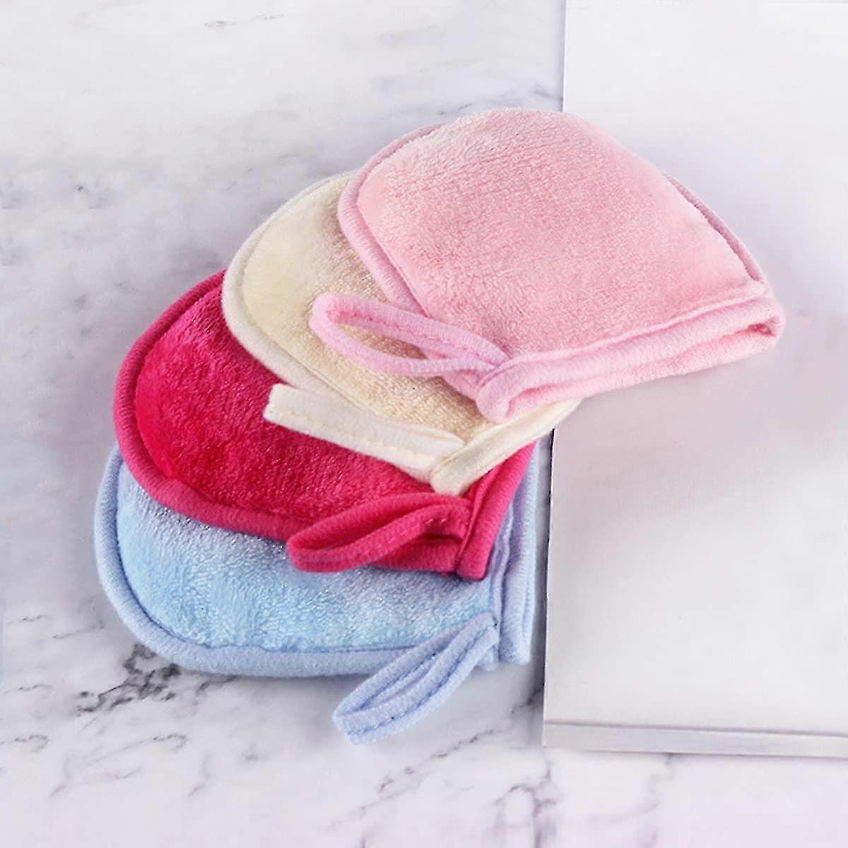 4pcs Washable Microfiber Makeup Remover Gloves, Reusable And Washable Makeup
