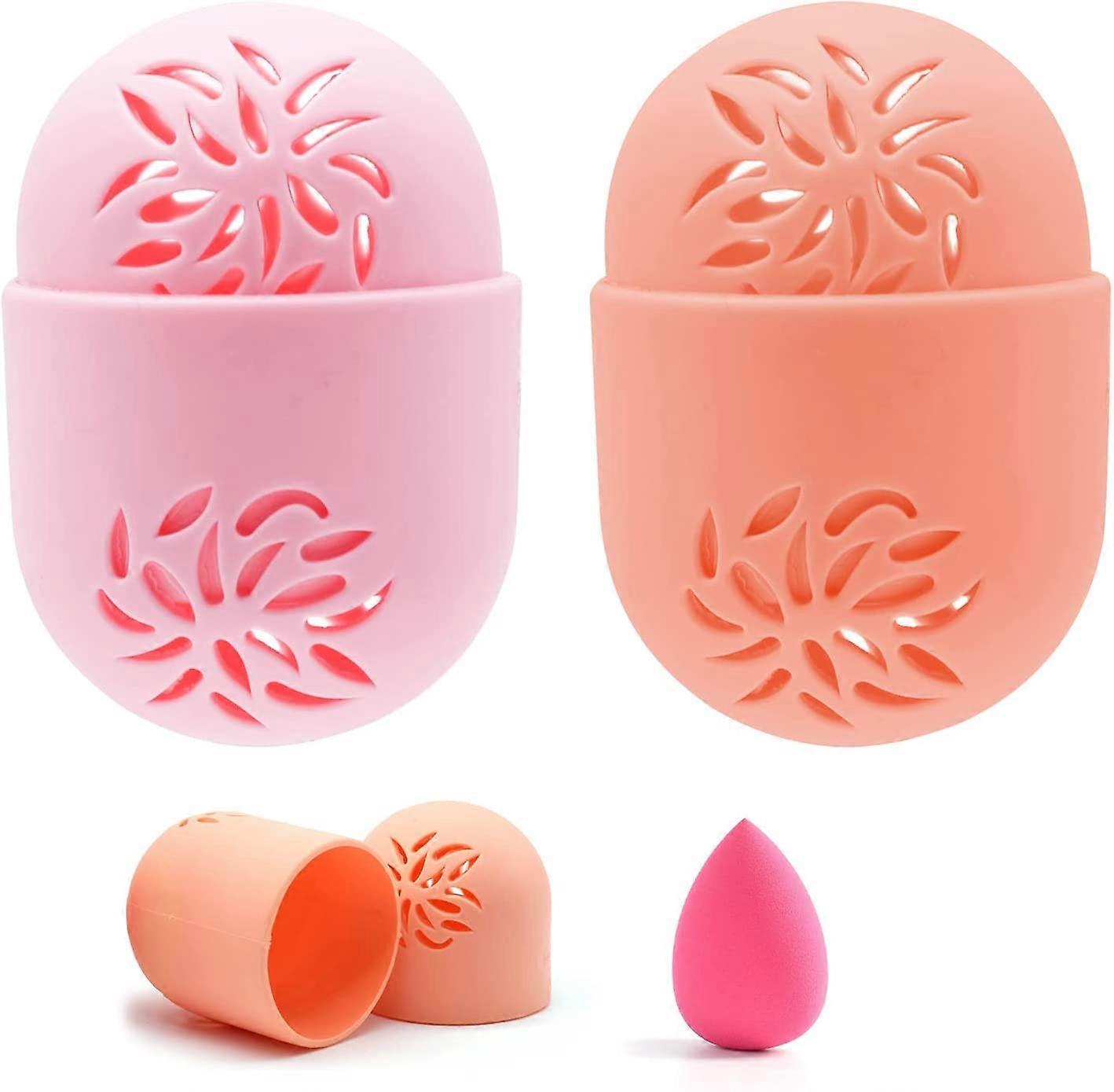 2 Pieces Makeup Sponge Travel Case Silicone Makeup Sponge Holder
