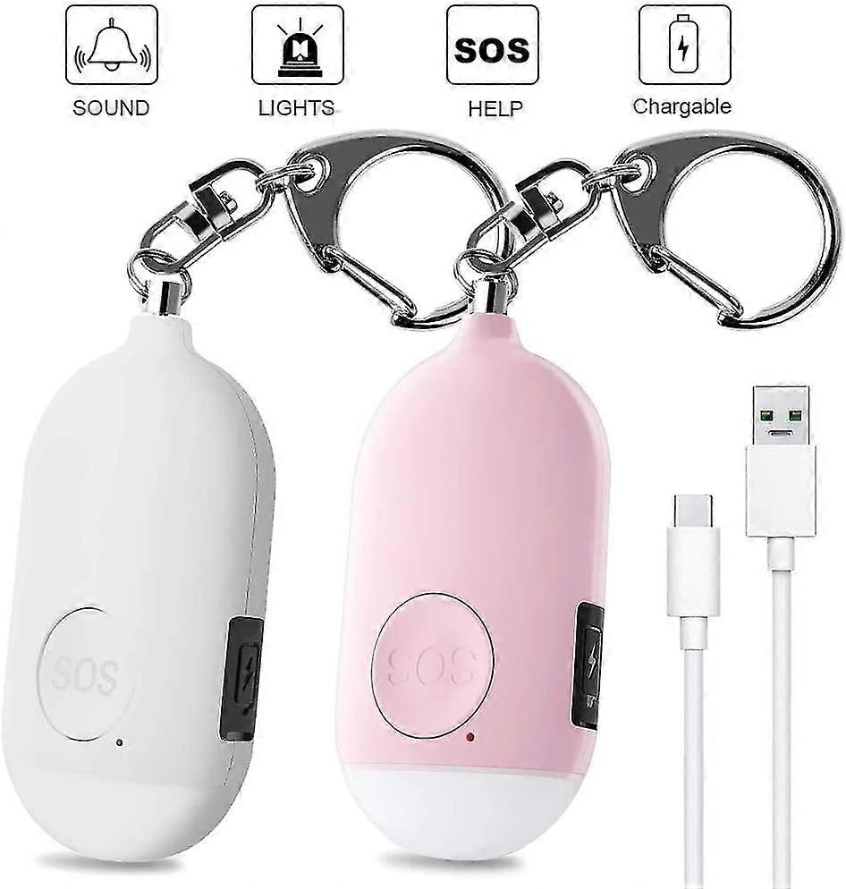 Personal Alarm 130 Db Usb Rechargeable With Led Flashlight Waterproof Function Self-defense For The Personal Safety Of Women