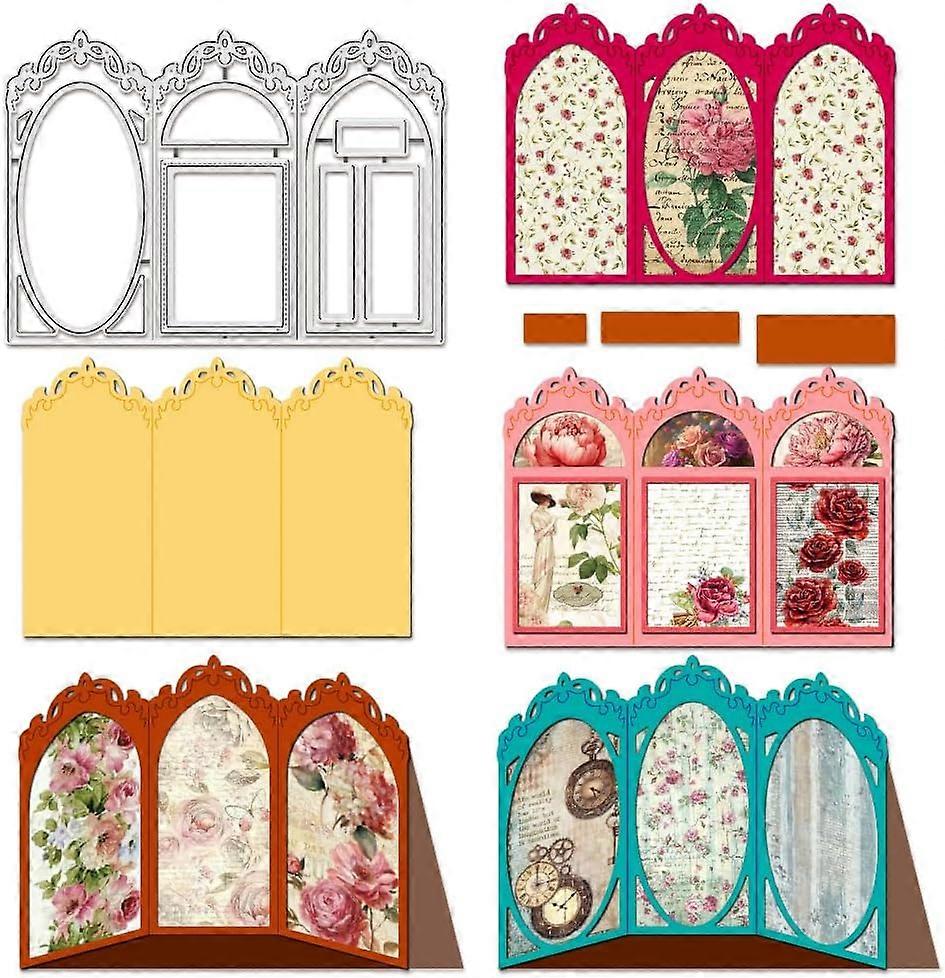 Retro Frame Metal Die Cuts Three-Layer Loose-Leaf Frame Cutting Dies Cut Stencils Flower Lace Corner Embossing Stencils Template for DIY Scrapbooking
