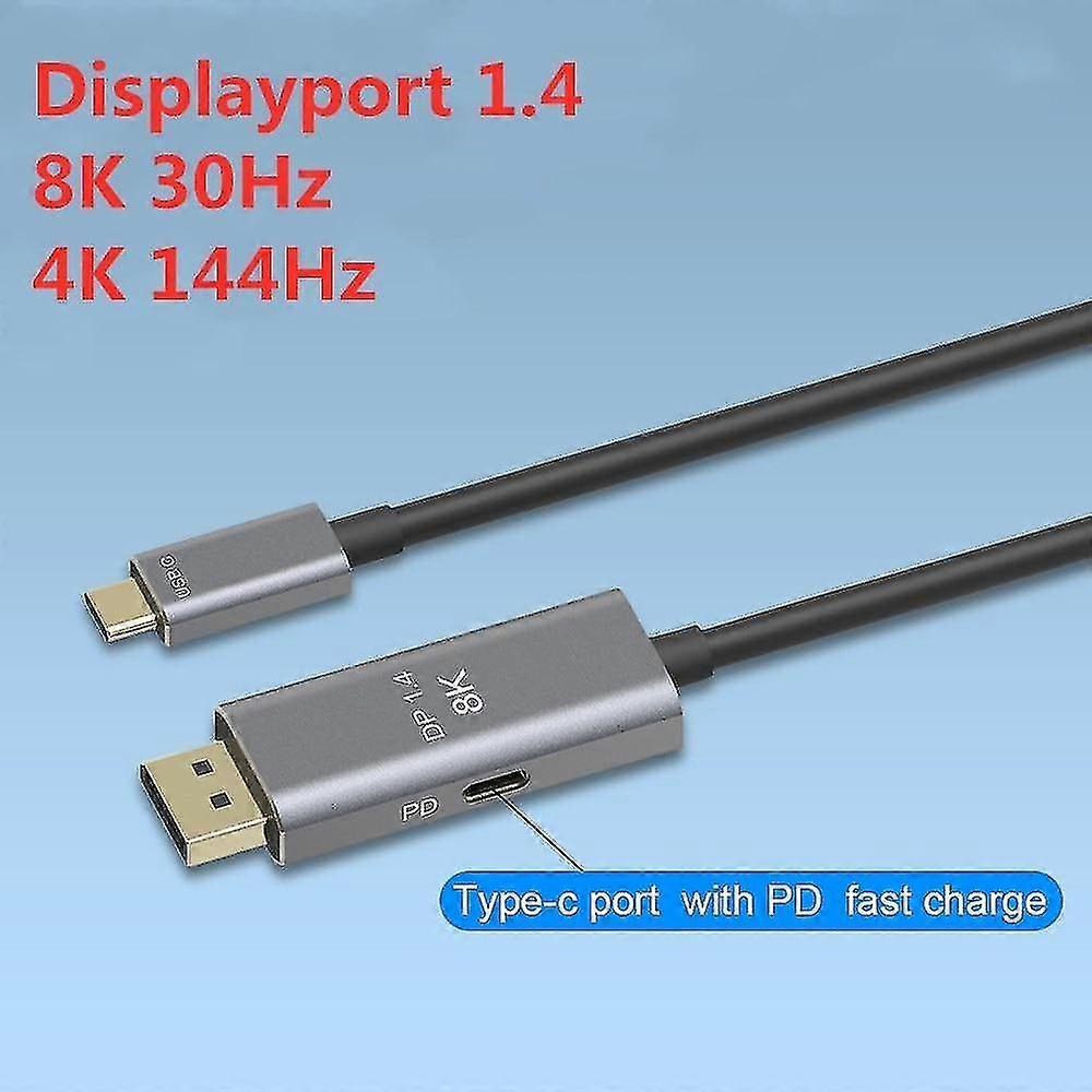 Macbook ProのためのUsb C Pd 8k@60hz 4k@144hzとディスプレイポート1.4 8kケーブルへの灰色のUSB Cの
