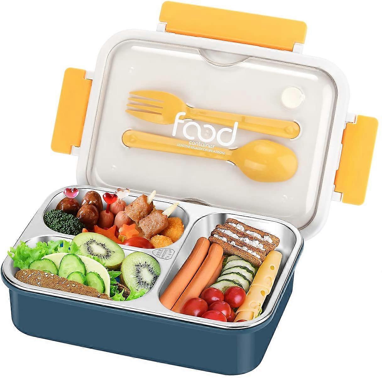 620ml Lunch Box, Stainless Bento Box, Airtight Lunch Box with 3 Compartments and Reusable Japanese S