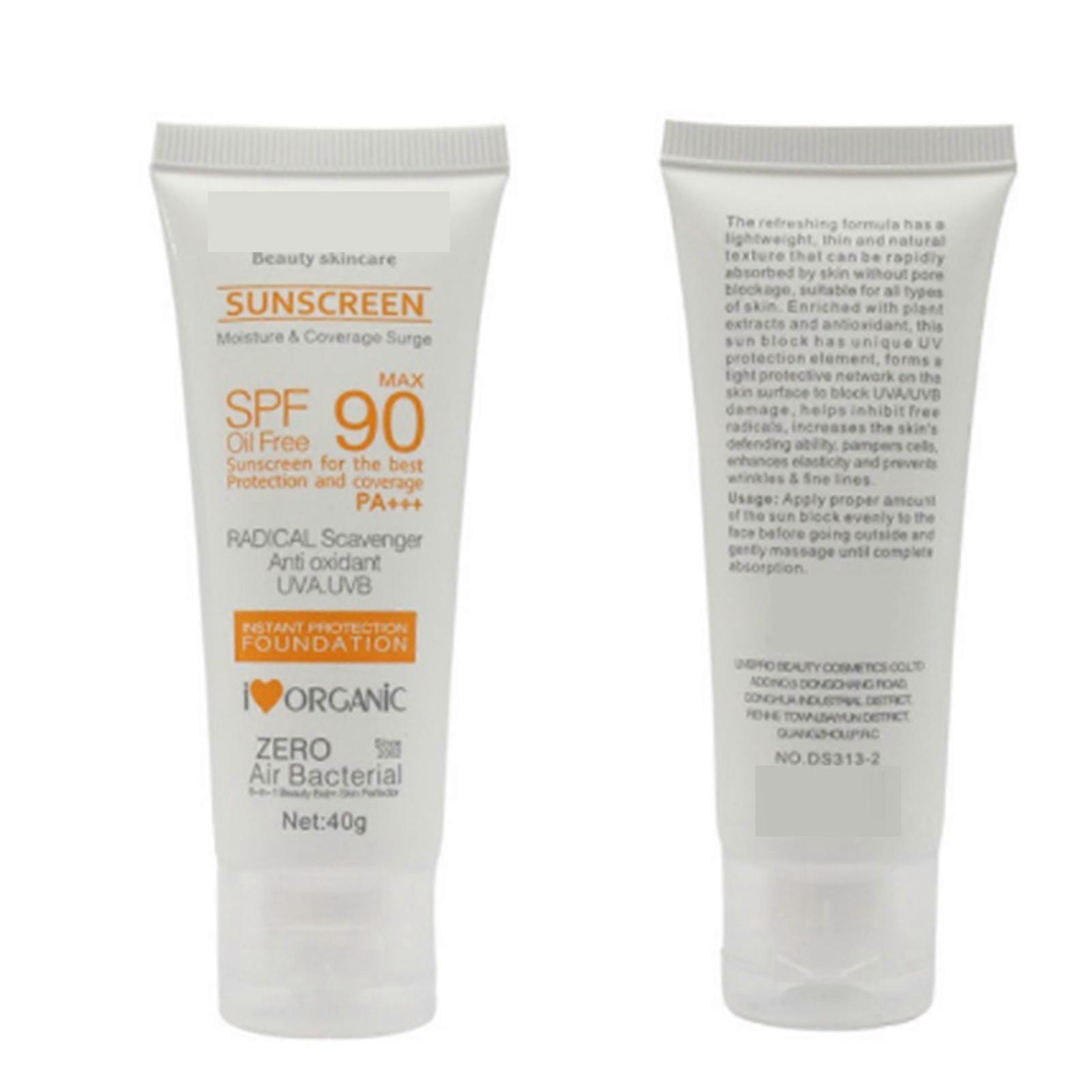 Sunscreen Moisturizing Waterproof Sweatproof Refreshing Sunblock Cream 40g for Travel 90+