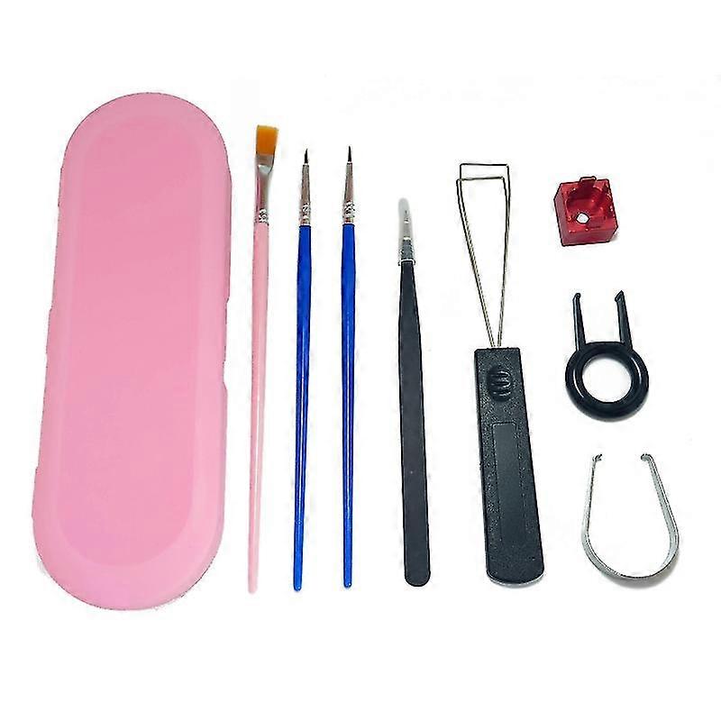9pcs Mechanical Keyboard Tweezers Lube Tool Brush Switch Puller Stem Picker Kit