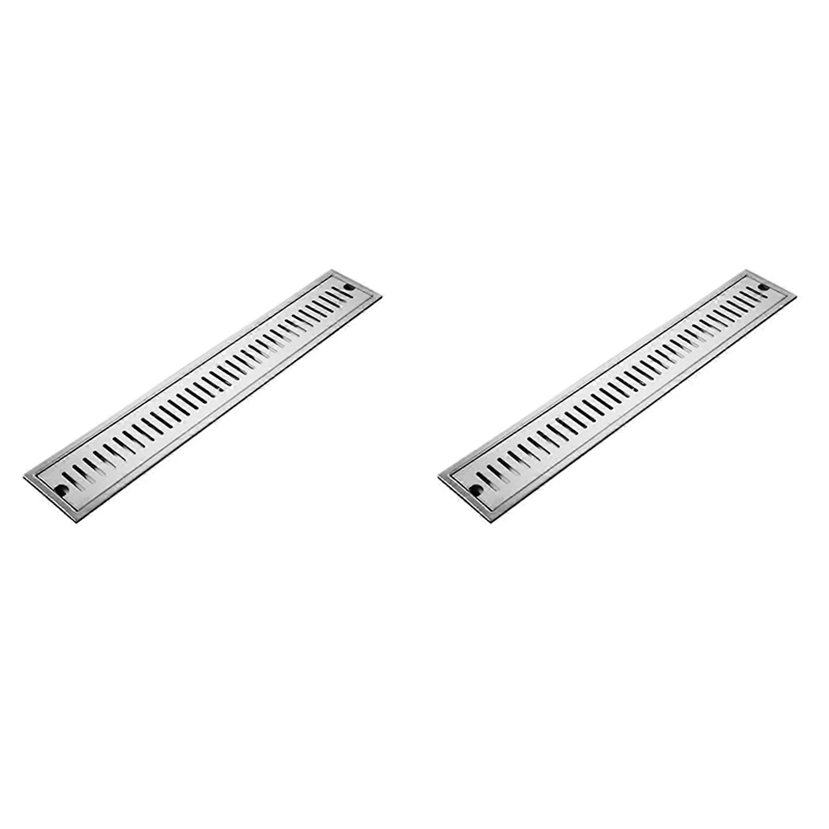 2X Rectangular Linear Shower Floor Drain Long Linear Drainage Channel Drain for Hotel Bathroom Kitc