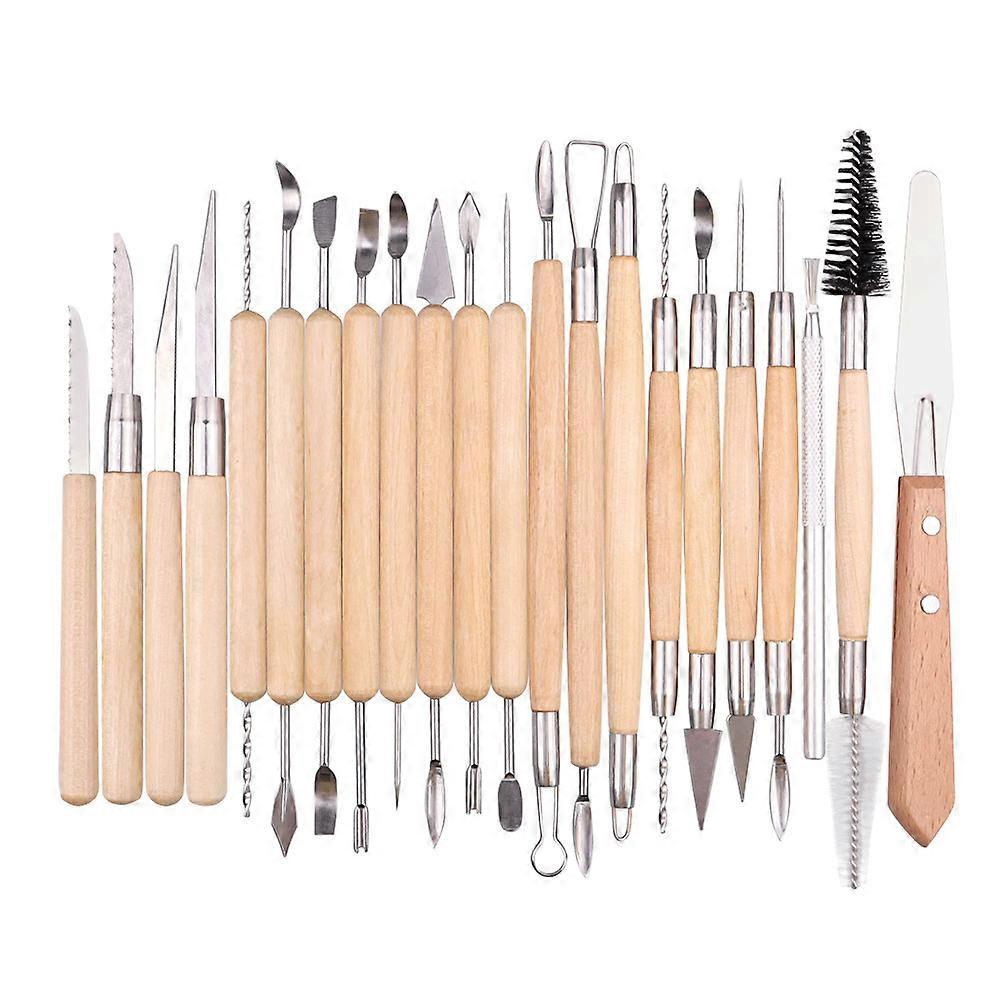 22Pcs Clay Sculpting Tools Kit Clay Modelling Tools Wooden Polymer Clay Tools Rubber Pottery Tools