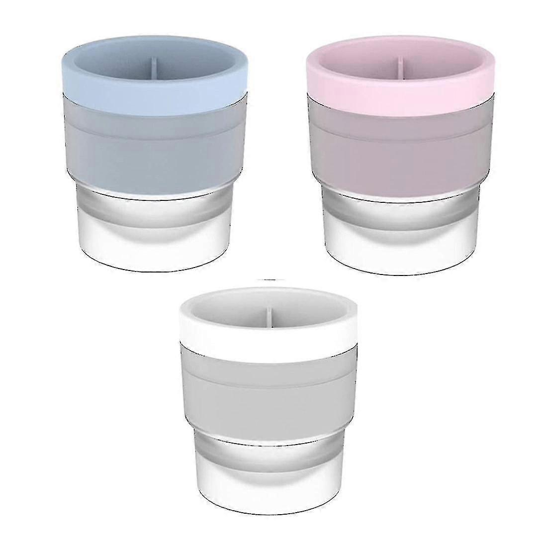 Ice Ball Maker Mold, 3 Pack Large Ice-cube Trays, Blue Pink White