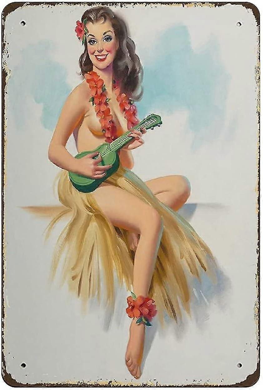 Placa de Metal Surf Shop Pin Up Girl Vintage Lata Poster Placa de Metal 8x12 Polegadas OU 12x16 Polegadas Modo 1730
