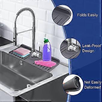 AYESY Tappetino per Rubinetto in Silicone, 13cm*3.8cm Paraspruzzi per Lavello da Cucina Vassoio Antigoccia Silicone per Bagno Tappetino per Rubinetto Assorbente Lavabile Tappetino Scarico Cucina B
