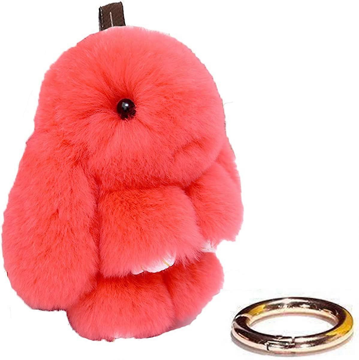 Bunny Keychain Cute Rex Rabbit Faux Fur Keychain Car Handbag Keyring