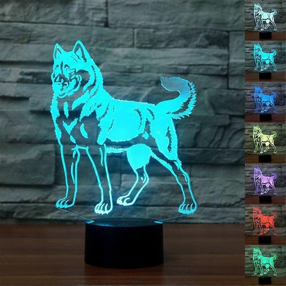 Abstractive 3D Optical Illusion Wolf Colorful Lighting Effect Touch Switch USB Powered LED Decoration Night Light Desk Lamp