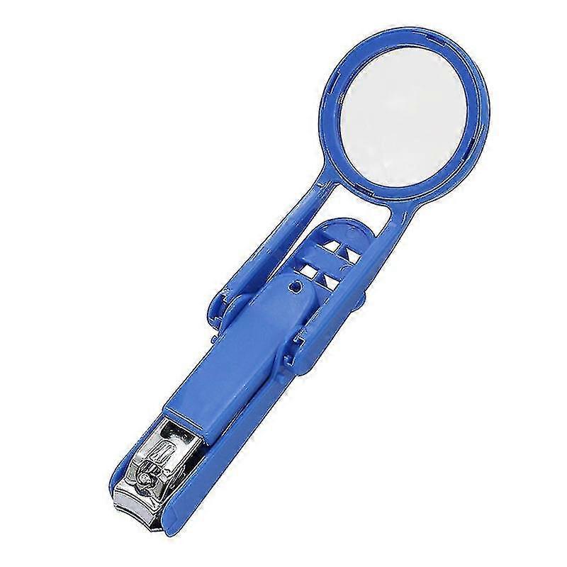 Portable Nail Clipper With Magnifying Glass Flip Magnifier Fingernail Cutter For Baby Old Man Finger Toe Manicure Pedicure ToolBlue