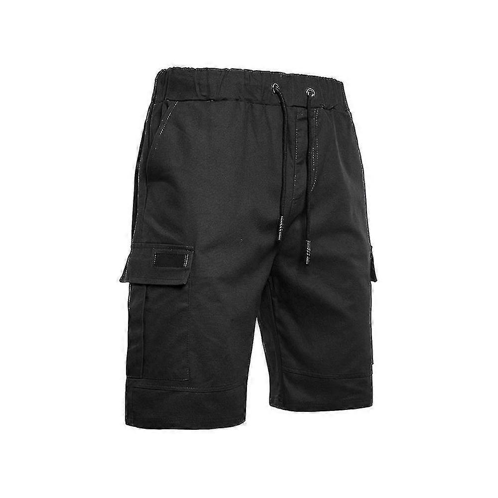 Men Cargo Work Pockets Shorts Drawstring Loose Fit Half Pants