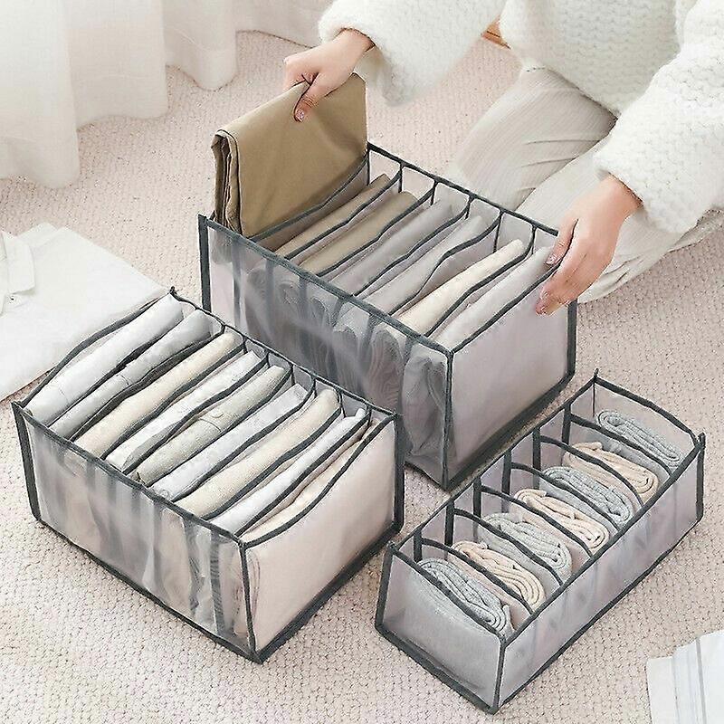 Piece Wardrobe Organizer, Storage Boxes, Jeans Organizer, Stackable Storage Box, Storage Box Drawer Organization System(Grey)