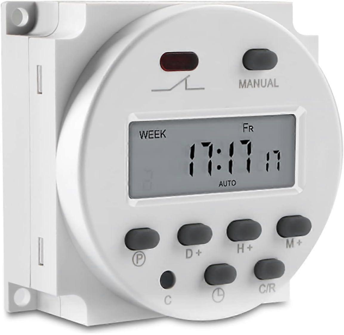 Digital LCD Timer Switch, Programmable, CN101A DC 12V, Liquid Crystal Display Digital LCD Power Weekly Timer Relay Control with Waterproof Cover Whit