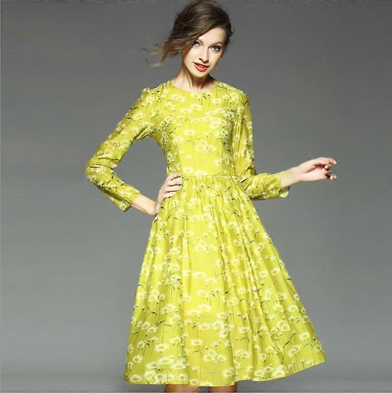 Robe de printemps Tempérament Impression d’une forme Grande Jupe Mi-Longue En Péplum